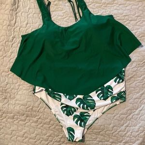 Duostick MarinaPrime high waist bikini tankini size XL tropical print